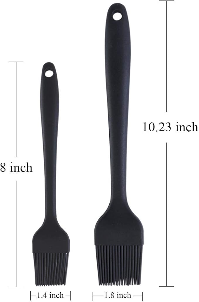 2 Pack Heat Resistant Silicone Basting Brush,Black Long Handle Pastry Brush for Grilling, Baking, BBQ and Cooking