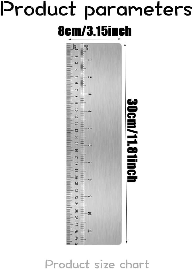 Stainless Steel Cake Scraper with Scale,LUHUUIZEYU Cake Stripe Edge Smoother Scraper, Baking Scraper Tool for Measuring Cake,Buttercream Decorating Comb for Kitchen(12Inch)