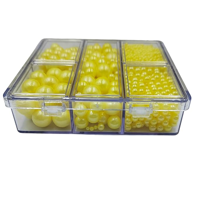 Yellow Pearl Sprinkles for Baking, 4 Sizes Mix Size, Edible Pearls for Cupcake Topper, Ice Cream, Cookie, Donuts, Cake Decorating (2mm, 4mm, 7mm, 10mm)