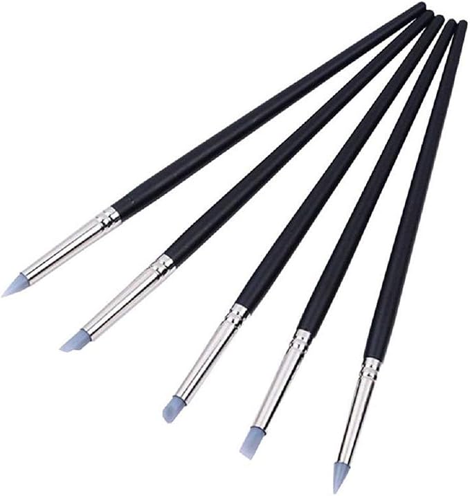 COMIART 5pcs Flexible Clay Sculpture Tools Silicon Color Shapers Brushes Size 2