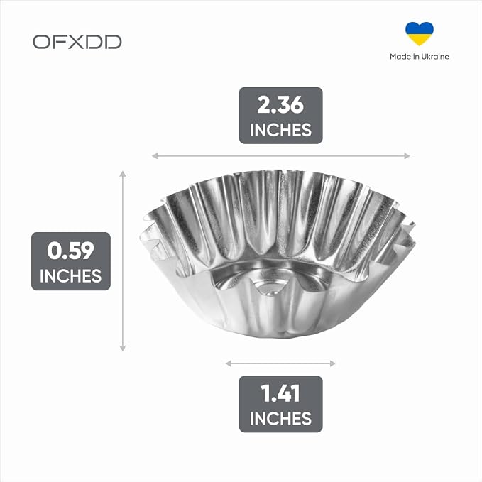 Muffin Cups for Kitchen Baking 2.36 Inch - Metal Egg Tart Molds for Baking, 30 Pcs - Reusable Mini Tart Tins and Cupcake