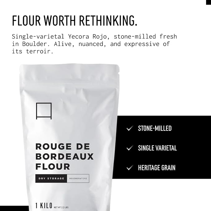 Rouge de Bordeaux Bread Flour 1 Kg 2.2 lb – Stone Milled Heirloom Wheat Flour for Baguette, Sourdough, Cookies & Artisan Bread Baking with Earthy Flavor & Strong Dough Performance