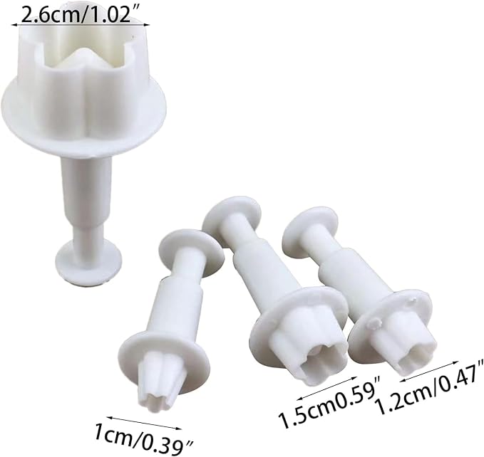 4Pcs White Flower Cookie Cutters,Flower Plunger Cookie Cutter DIY Blossom Cake Fondant Mold Plastic Cake Decorating Tools Baking Accessories for Baking Plastic,Dessert and Candy Sculpting Tools