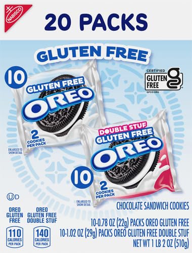 OREO Gluten Free Original & Double Stuf Chocolate Sandwich Cookies Variety Pack, Gluten Free Cookies, 20 Count (Pack of 4)