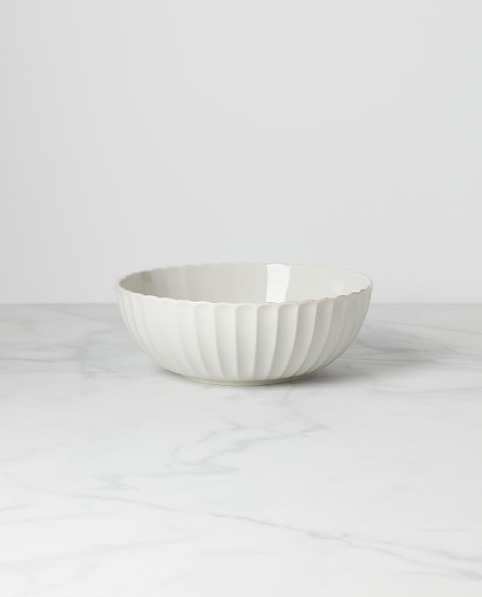Lenox French Perle Scallop Serving Bowl, 3.60 LB, White