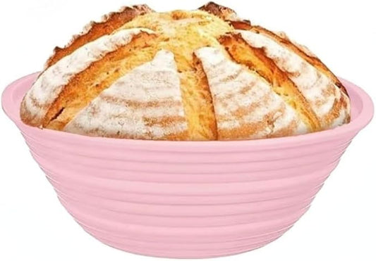 Banneton Bread Proofing Baskets,Silicone Sourdough Bread Baking Supplies, Bread Proofing Baskets for Sourdough, 9" Round Collapsible Sourdough Baking Basket (Pink)