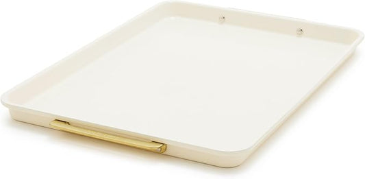 GreenPan Bakeware 13"x18" Half Baking Sheet Pan, Ceramic Nonstick Baking Pan, PFAS & BPA Free, Gold Handles, Durable Steel, Versatile & Space Saving Ovenware, Freezer to Oven Dish, Cream