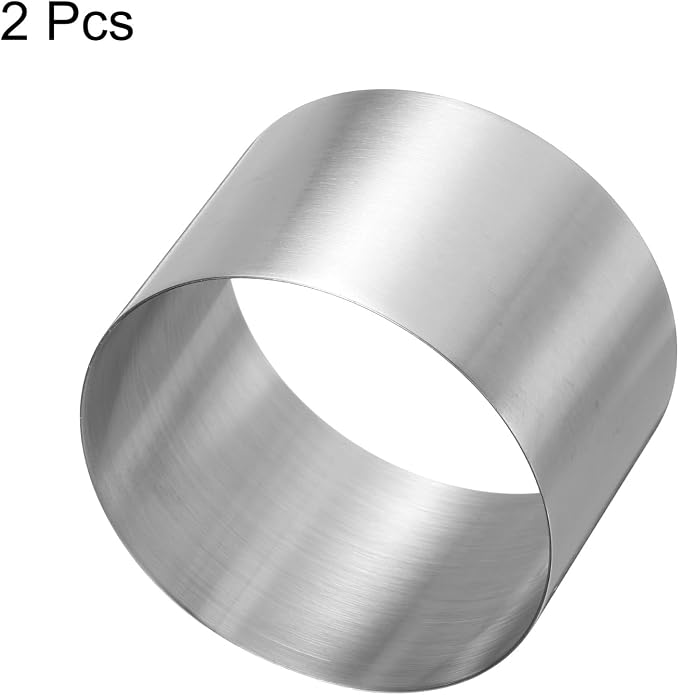 HARFINGTON 2PCS Round Cake Ring 2.95 x 2 Inch Seamless Stainless Steel Pastry Mousse Dessert Ring Mirror Coating for Baking Cooking Making Tool