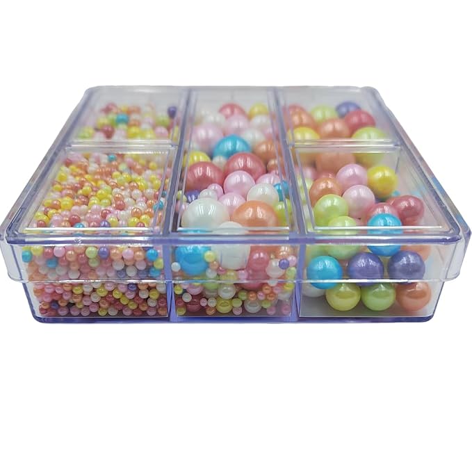 Rainbow Pearl Sprinkles for Cake Decorating, 4 Sizes Mix Size Sugar Pearls for Cupcake Topper, Ice Cream, Donuts, Baking Decoratings (2mm, 4mm, 7mm, 10mm)