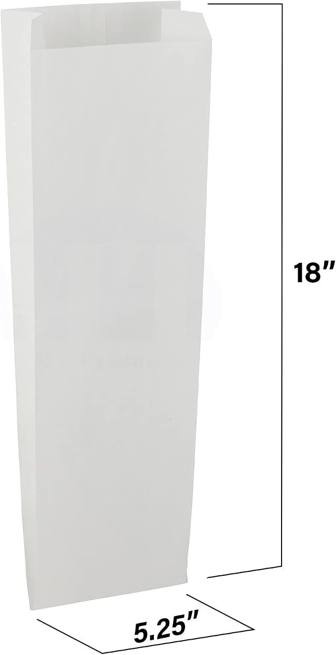 MT Products White Paper Bread Bags for Homemade Bread - 5.25" x 3.25" x 18" (Pack of 50) - Made in USA