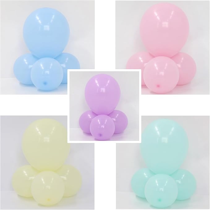 Pastel Rainbow Balloon Arch Garland Kit - 140pcs Different Sizes of Pastel Blue Yellow Purple Pink Balloons for Wedding Spring Macaron Easter Donut Ice Cream Birthday Party Decorations