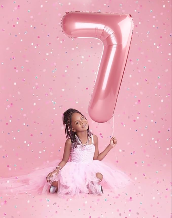 40 Inch Number 7 Balloon, 6 7 Birthday Decorations, Pastel Pink Seven Birthday Decor, 7 17 27 70 Year Old Balloon Number for Engagement, Wedding, Graduations