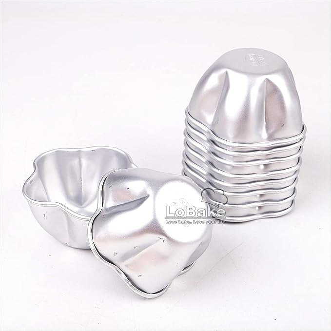 10pcs per lot Various Design Fluted Edge Wavy Flower Cup Boat Round Shape Aluminium Tart Mould Jelly Pudding Cup Cupcake Mold Baking (C17)