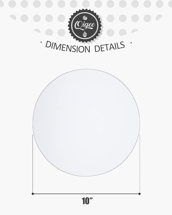 qiqee 70-Packs White Cake Boards Round 10 Inch Circles Rounds Base Food-Grade Cardboard Cake Plate（Thinner But Stronger）