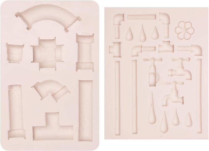 Pipes Silicone Chocolate Molds, Steampunk Pipeline Stop Tap Fondant Molds for Fathers Day Cake Decoration Cupcake Toppers Cookies Gum Paste Polymer Clay Resin Crafts DIY