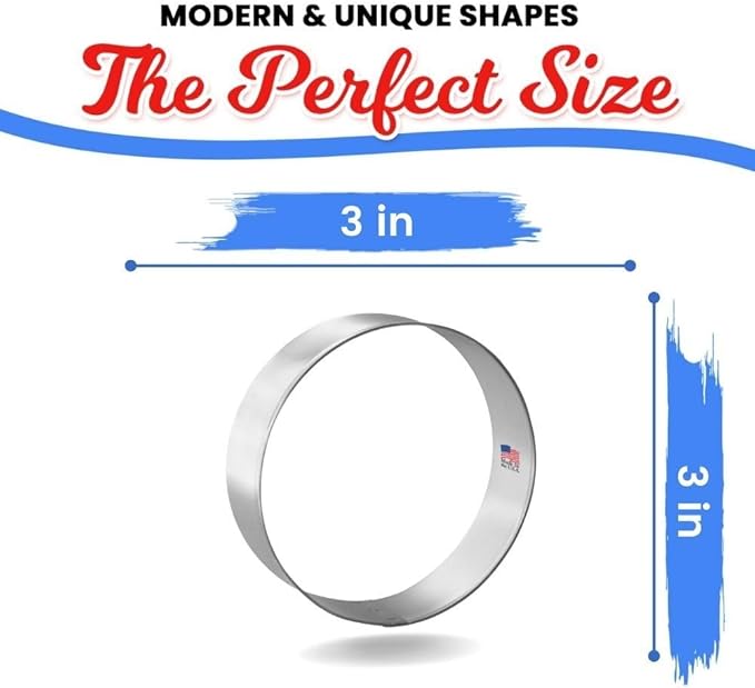 1 Dozen 12 Count Circle Biscuit Round 3 Inch Cookie Cutters from CookieCutter.com Durable Circle Cookie Cutter - Tin Plated Steel Round Cookie Shaper Made in the USA