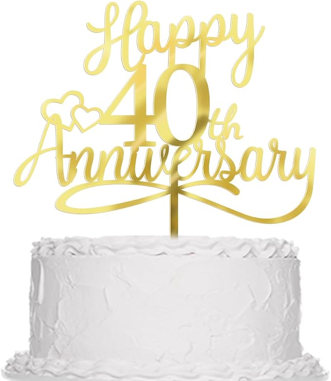 Sleyberoy Acrylic Happy 40th Anniversary Cake Toppers -Wedding Anniversary Party Decorations, 40th Wedding Anniversary, Company Anniversary Party, Birthday Party Decorations (Acrylic 40)