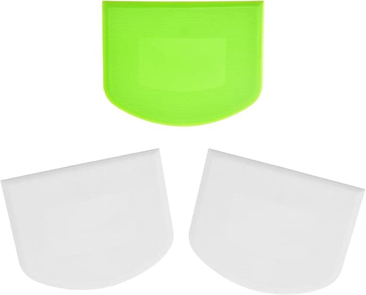 3 PCS Plastic Dough Scraper Bench Scraper, 4.7x3.7" Flexible Bowl Scraper, Food-Grade Dough Cutter, Non-Slip Food Scrappers for Bread, Cake, Cream, Fondant