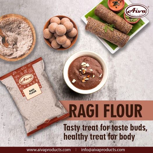 Aiva Finger Millet Flour | Ragi Flour (4 LB) – Stone-Ground Whole Grain Flour for Baking, Cooking, and Traditional Recipes