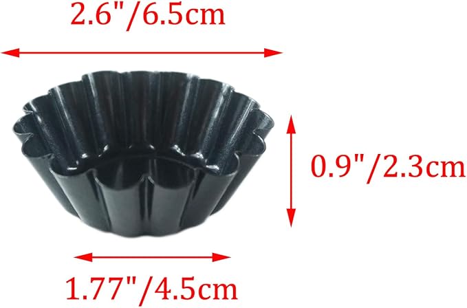 12 Packs Egg Tart Molds, Mini Carbon Steel 2.6 Inch Egg Tart Pans, Non-stick Reusable Egg Tart Shell, Cake Muffin Mold Tin Pan for Baking Cupcakes, Cookies, Pies, Pudding, Tartlet, Quiches