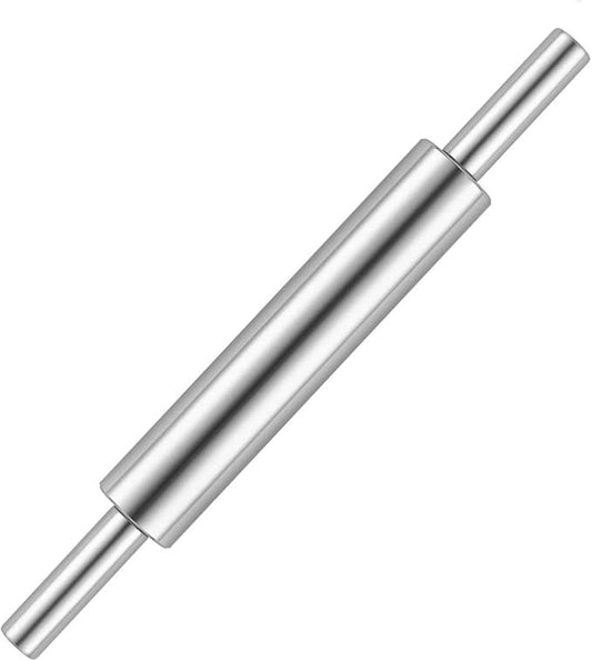 REDANT 17-Inch 18/8 Stainless Steel Rolling Pin - Metal Dough Roller for Baking, Pizza, Chapati & Cookies - Non-Slip Handles, Dishwasher Safe
