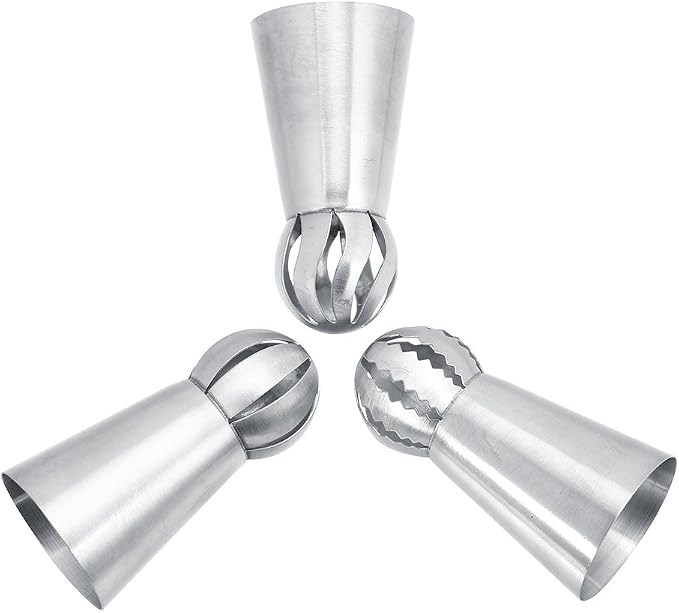 Russian Flower Icing Piping Nozzles Tips Professional Cake Decoration Tools for Baking Desserts Cakes Cupcakes Stainless Steel Silver 3Pcs