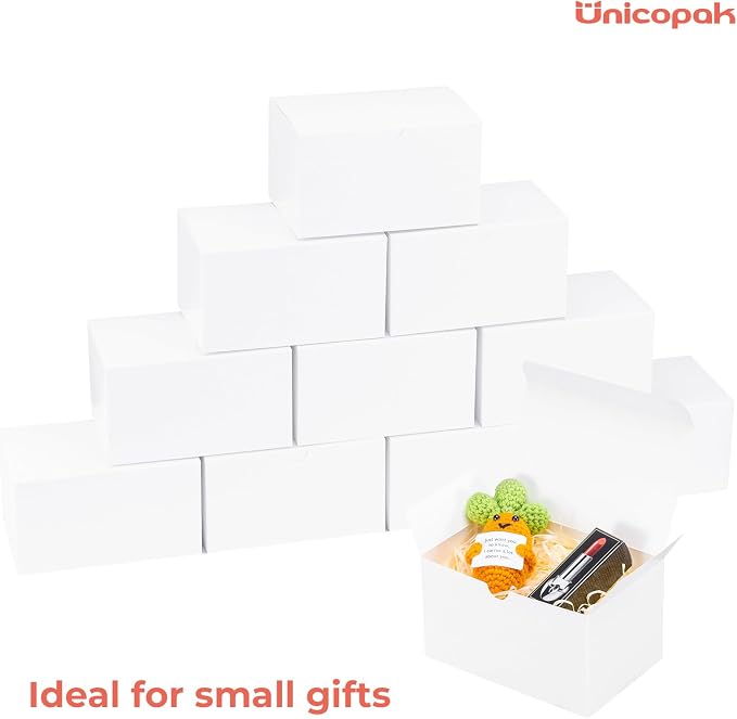 UnicoPak 10 Pack 6x4x3.5 Small Gift Boxes White Gift Boxes with Lids for Presents Bulk for Candle Mug Perfume Craft Ornaments Cookies Treats Favors