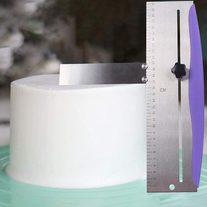HAKUNA 12 Inch Stainless Steel Cake Scraper,Cake Scraper Smoother,Adjustable Kitchen Frosting Spatula Cake Leveler Tool,Cake Bench Scraper for Mousse,Cheese,Cream Cake Decorating Tools