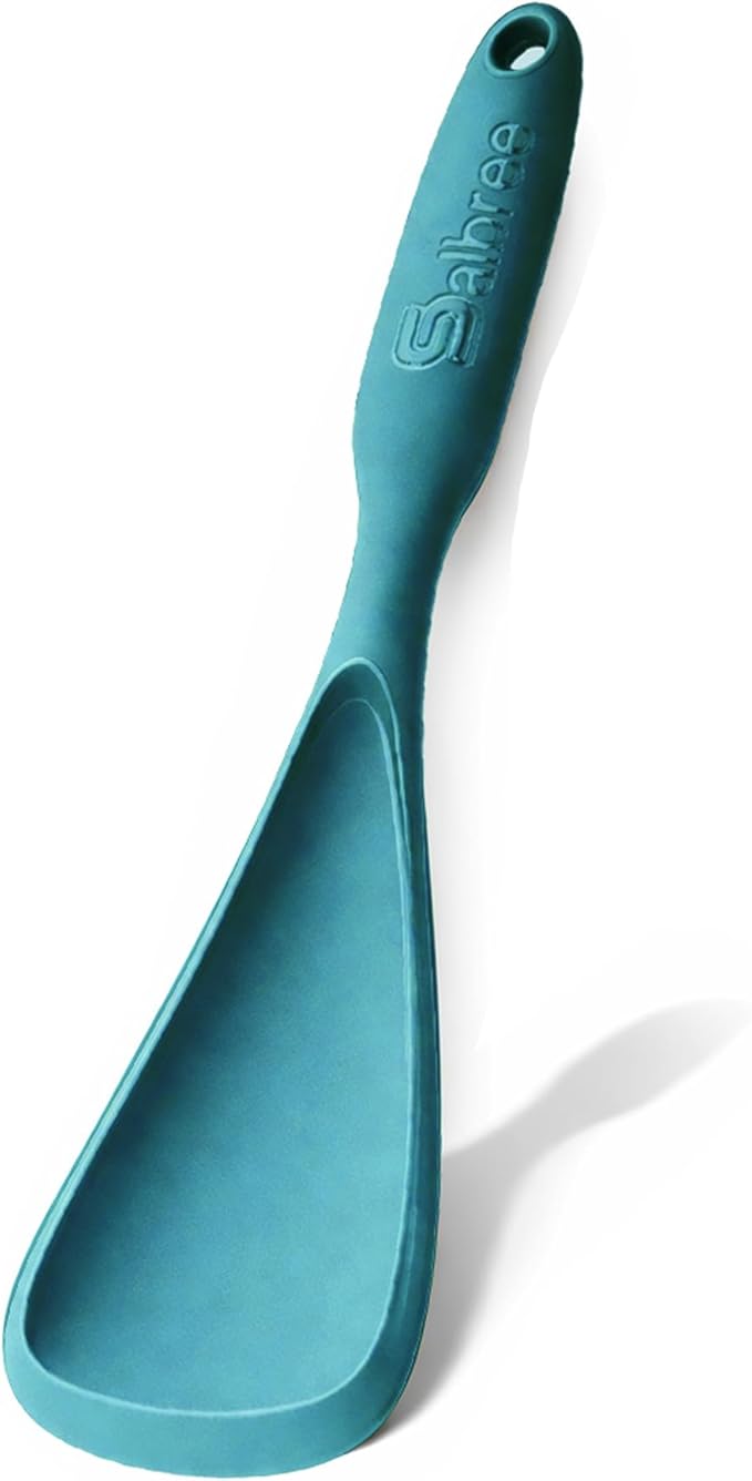 Silicone Spoon Spatula for Cooking - Multifunction Scoop Spatula Spoonula - Heat Resistant Cooking Spoon for Nonstick Cookware - Large Silicone Kitchen Spoon - Seamless Design (Teal,1pc)