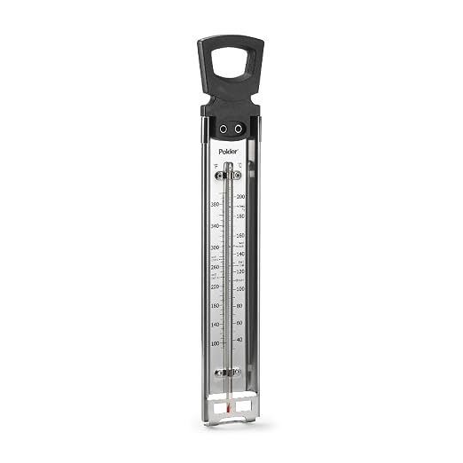 Polder Candy Thermometer, Stainless Steel Cooking Thermometer with Pot Clip, for Jam, Syrup, Jelly, Yogurt, and Deep Fry, 12"