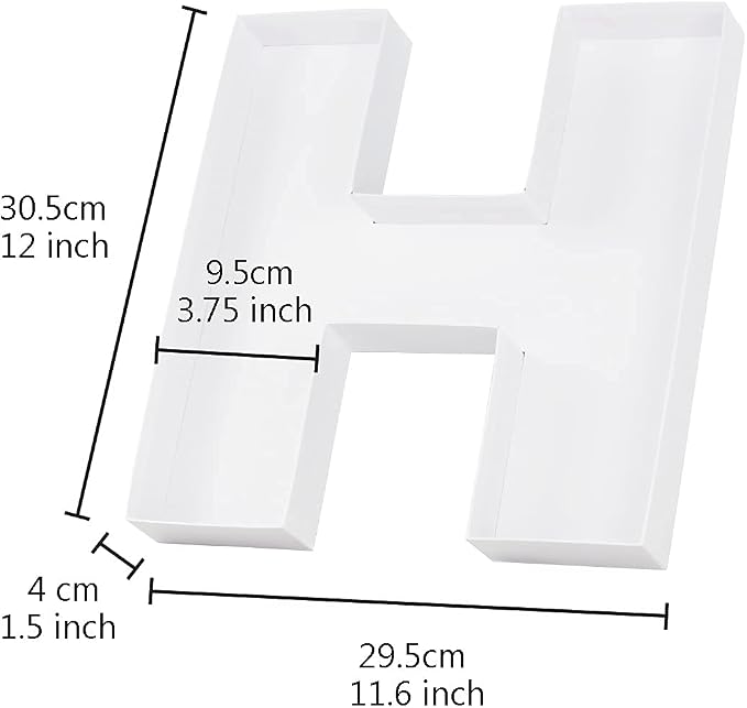 WENPACK 12.5" Cardboard Letter Shaped Mache Decorative Strawberries Fillable Sweets Flower Box with Clear Lid (White, H)