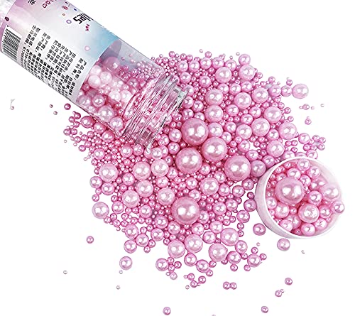 Edible Pearl Sugar Sprinkles Pink Candy 120g/ 4.2oz Baking Edible Cake Decorations Cupcake Toppers Cookie Decorating Ice Cream Toppings Celebrations Shaker Jar Wedding Shower Party Chirstmas Supplies
