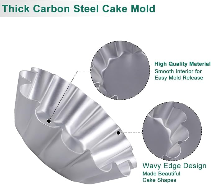 8 Pcs Egg Tart Molds, 4.72 Inch Aluminum Mini Tart Pans, Nonstick & Reusable Fluted Baking Mold for Cupcakes, Muffin, Cake, Pies, Quiche, Cheesecakes