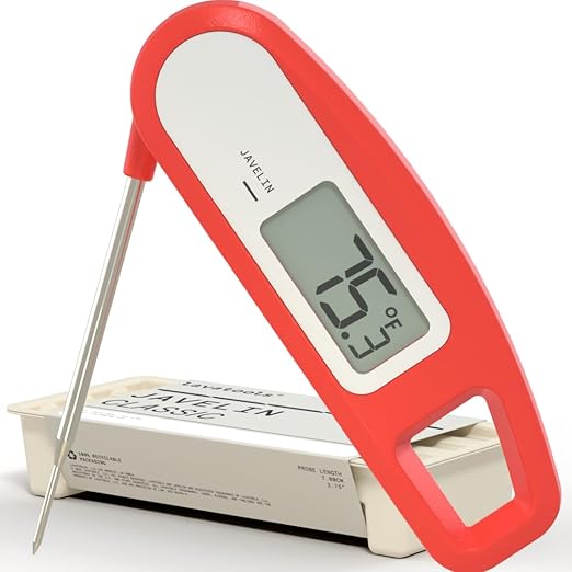 Lavatools Javelin® Ultra-Fast 3-Second Digital Instant Read Meat Thermometer for Grill and Cooking, 2.75" Probe, Compact Foldable Design, Large Display, IP65 Water Resistant, NSF Certified – Sambal
