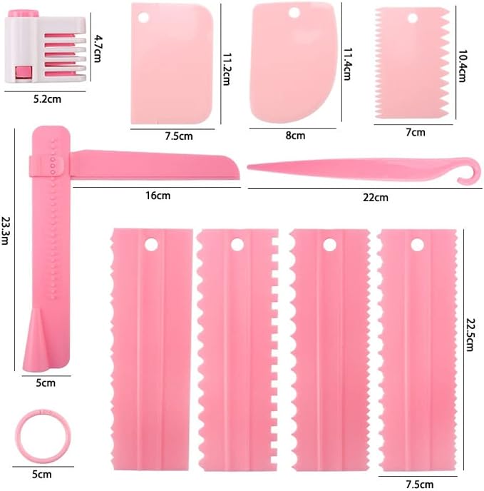 11 Pcs Cake Scraper Set Cake Edge Scraper Cutters with Adjustable Butter Smoothing Cream Scraper Tool Cake Decorating Comb Icing Smoother for Cake Cream Baking Decorating