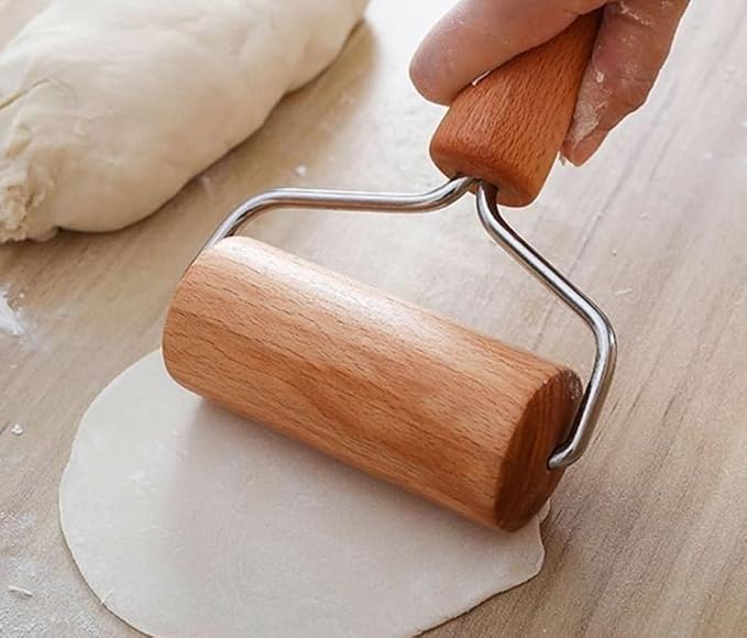 2 PCS Mini Rolling Pin, Small Wooden Pastry Roller | For Pizza, Cookie, Dumpling, Tortilla, Non-Stick Surface, Comfort Grip Handle