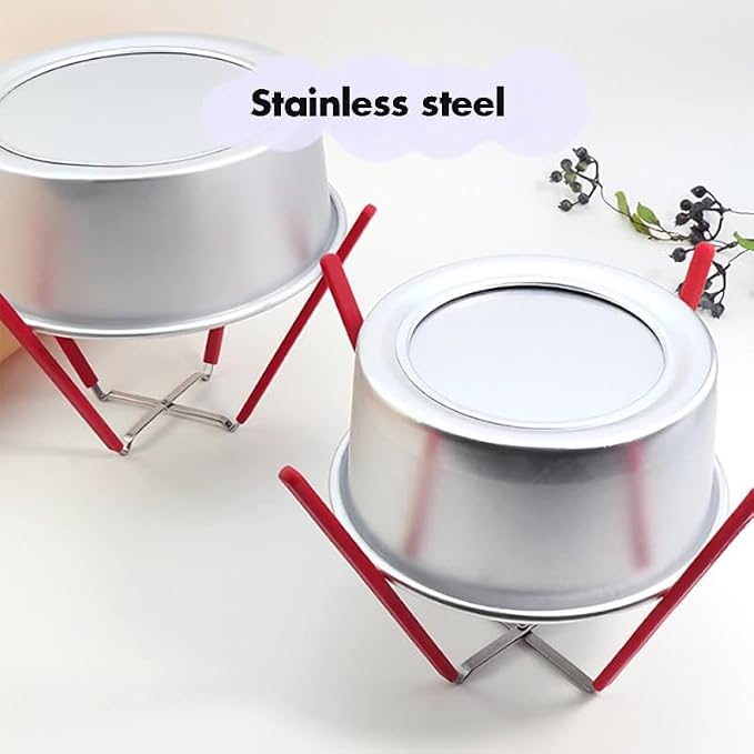 Kisangel 2Pcs Foldable Cake Cooling Rack, Inverted Stainless Steel Stand for Chiffon Cake, Collapsible Baking Tool with Silicone Feet, Stable Support for Desserts