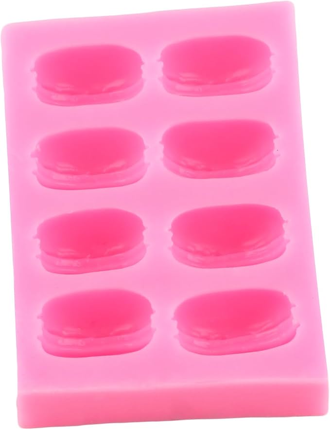 Mujiang 3D Macaroon Hamburger Silicone Molds Macaron Fondant Mold Macaron Chocolate Mold For Cake Decorating Cupcake Topper Gum Paste Candy Polymer Clay Set Of 1