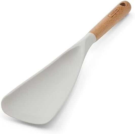 Farberware Multi Tool Scoop Spoonula with Beechwood Handle and Silicone Head, Heat-Resistant Kitchen Utensil for Serving, Stirring, and Turning - 11.5 Inches