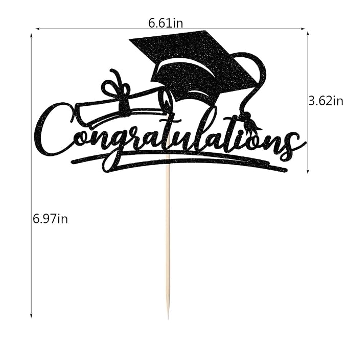 Congratulations 2026 Graduation Cake Topper,Congrats Grad Cake Decor - 2026 High School; College;Senior Graduation Party Decorations Supplies (black)
