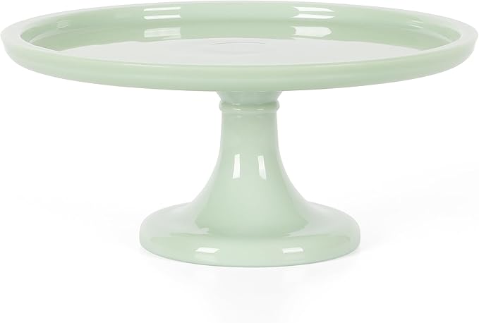 Martha Stewart Highbrook 10-Inch Jadeite Cake Stand with Glass Dome – Vintage-Style Pedestal Dessert Plate for Cakes (up to 8.5") and Pastries, Decorative Covered Serving Platter