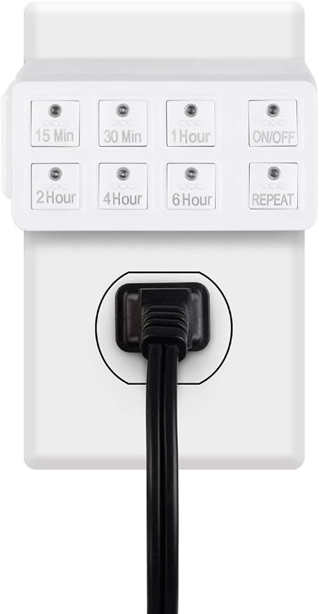 BN-LINK Indoor Countdown Timer with Repeat Function, Heavy Duty Accurate Compact Size for Charger Vacation Security, 3-Prong Grounded Outlet, 15A/1875W ½ HP ETL Listed
