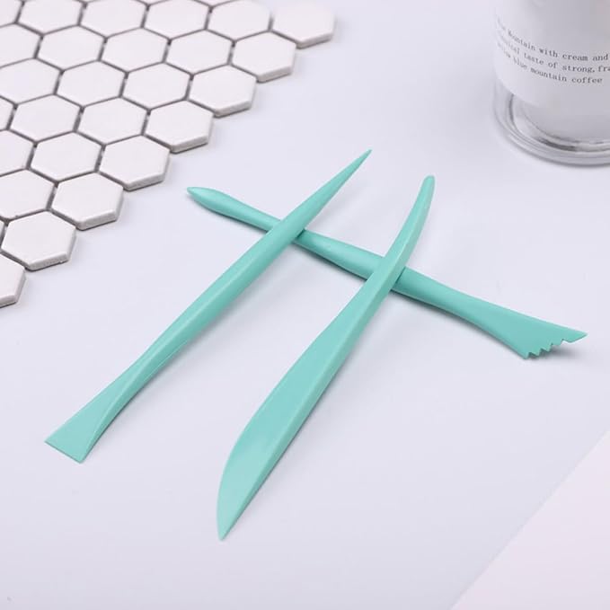 OSALADI Fondant Modeling Set 6pcs Plastic Cake Sculpting and Carving Tools for Baking and Cake Decorating, Green DIY Fondant Curving Tool Kit for Home Bakers