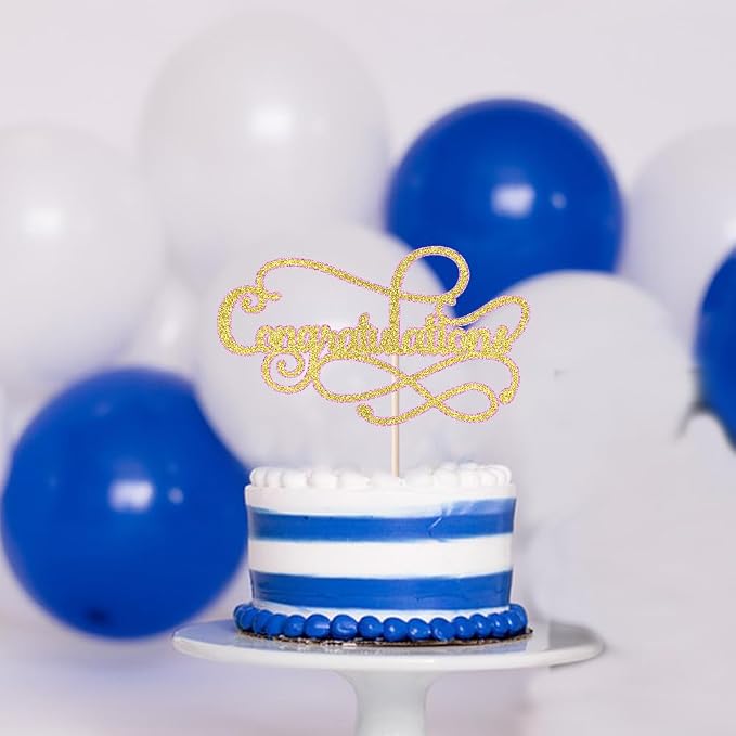 Congratulations Cake Topper,Congratulations 2026 Graduation Cake Topper,Graduation, Wedding, Retirement, Birthday, Anniversary, Celebration Party Decorations Supplies (Pink Gold)