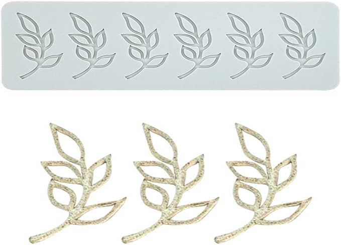 Fondant Silicone Moulds Tropical Leaves Silicone Imprint Mat Gum Paste Press Mold for Cake Chocolate Cupcake Decorating Cake Toppers Candy Cookies Resin Sugarcraft (D_7.72x2.72x0.12inch)
