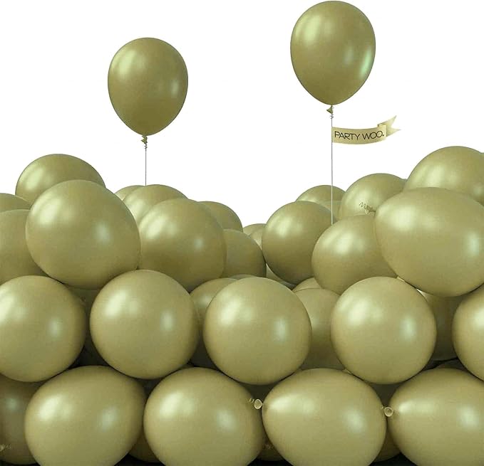 PartyWoo Sage Green Balloons 100pcs 5 Inch Olive Boho Green Latex Balloons for Birthday Baby Shower Graduation Wedding Dinosaur Jungle Golf Football Baseball Theme Party Decorations Green-F11