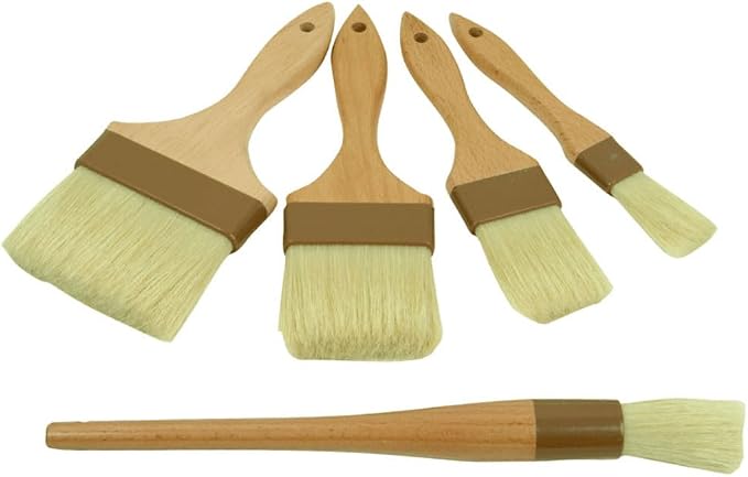 1inch Width Pastry Brush Basting Brush Kitchen Brushes for Cooking, 2pcs Boar Bristle Food Brushes for BBQ, Beech Wooden Handle Butter Brush for Baking, Spreading Marinade, Sauce, Oil, Egg