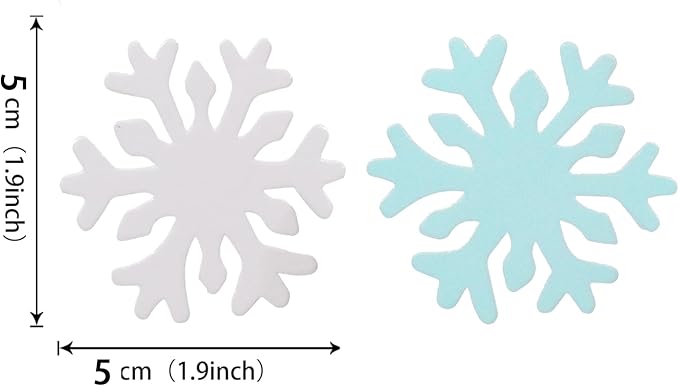 50PCS Edible Snowflakes for Cake Decorating Edible Christmas Cake Decorations Wafer Paper Snowflake Sprinkles Cupcake Toppers for Christmas Winter Holiday Frozen Theme Party Supplies （Blue+White mix）