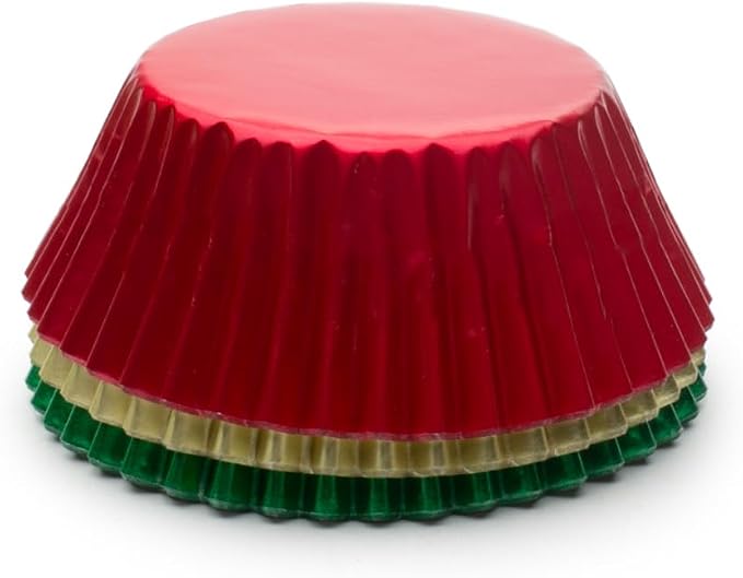 Fox Run Christmas Foil Muffin and Cupcake Liners, Set of 45 Standard Size Wrappers