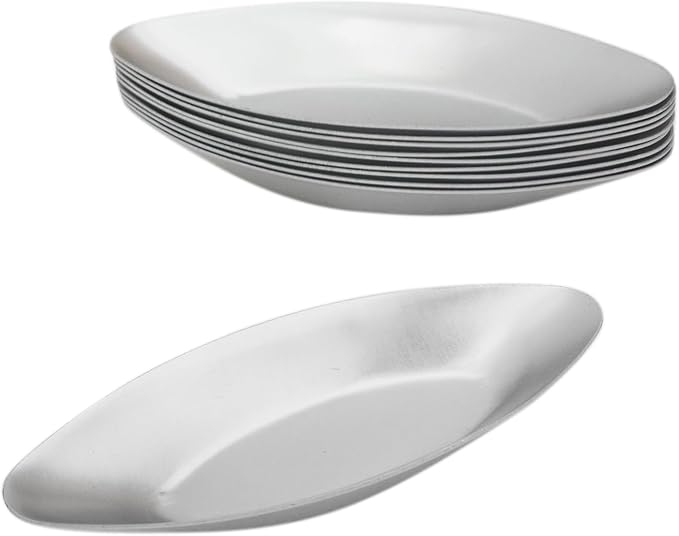 Canoe Egg Tart Pans, Aluminum Small Boat Shape Tart Molds, Individual Oval Tartlet Tins for Baking Pie, Quiches - 10Pcs, Silver